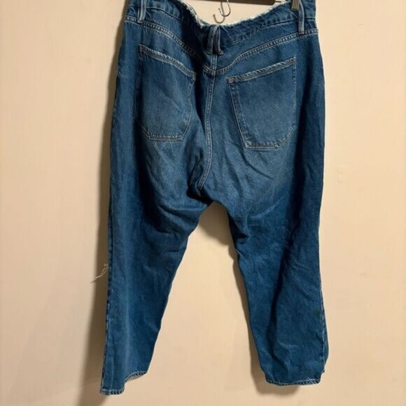 GOOD AMERICAN Blue Zippered Vintage Ripped Ankle Straight Leg Jean- Size 33 (15) - Picture 6 of 8